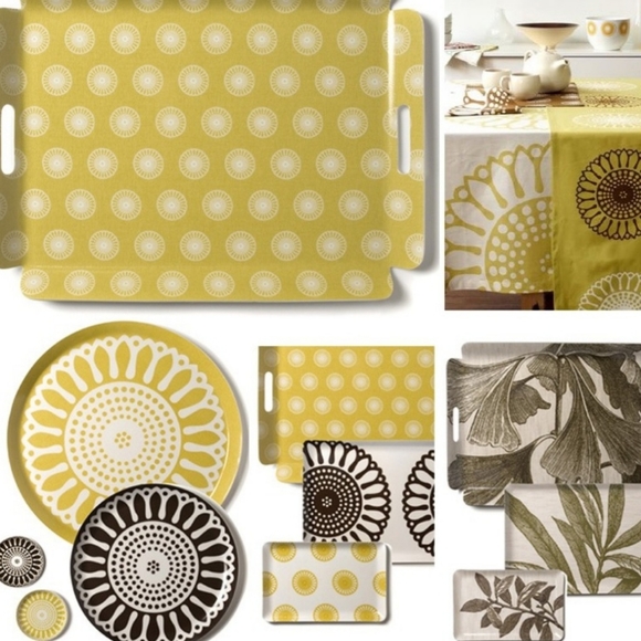 RARE Simrin Surya Cotton Vinyl 14" Serving Tray Brown White MCM - Picture 5 of 6